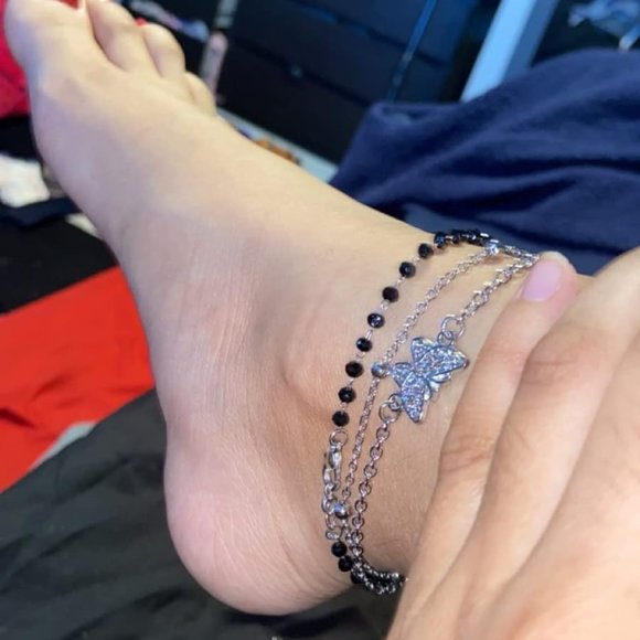 Women's Silver Butterfly Anklet - Picture 15 of 15